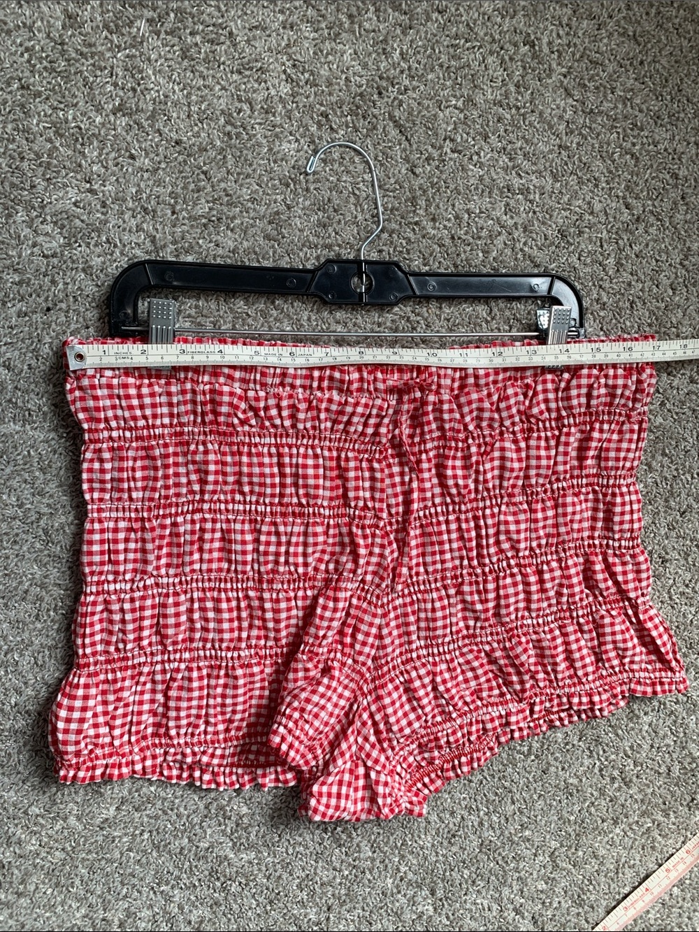 Sugar Kiss Red Gingham Smocked High Waisted Shorts - Picture 9 of 9